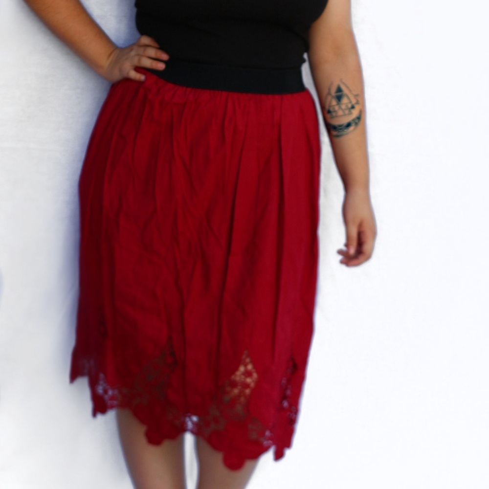 Red lace skirt